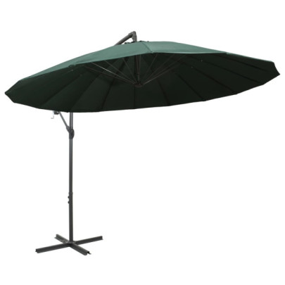 Umbrelă suspendată verde 3m cu bază aluminiu | Livrare gratuită