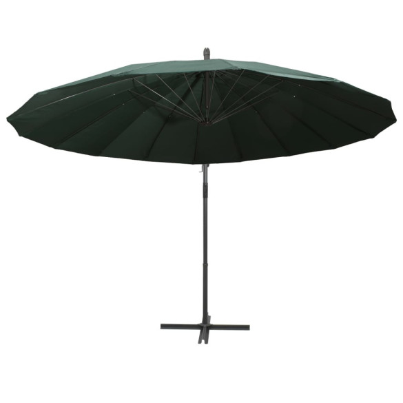 Umbrelă suspendată verde 3m cu bază aluminiu | Livrare gratuită
