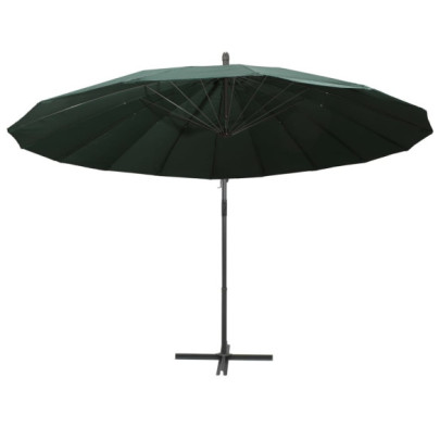 Umbrelă suspendată verde 3m cu bază aluminiu | Livrare gratuită