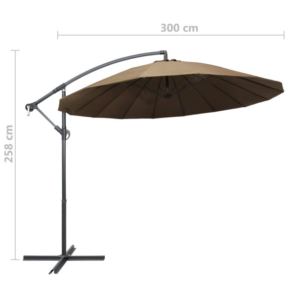 Umbrelă suspendată gri taupe 3m - Aluminiu | Livrare gratuită