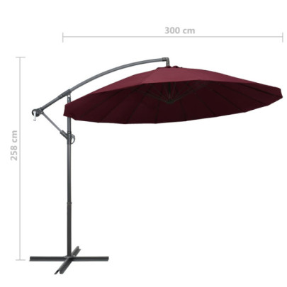 Umbrelă suspendată 3m vișiniu - Protecție UV | Livrare gratuită