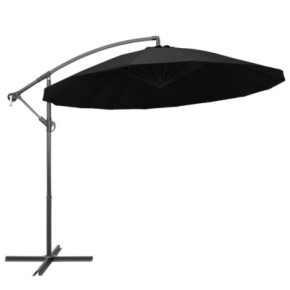 Umbrelă suspendată 3m negru aluminiu | Livrare gratuită