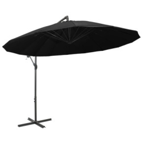 Umbrelă suspendată 3m negru aluminiu | Livrare gratuită 2