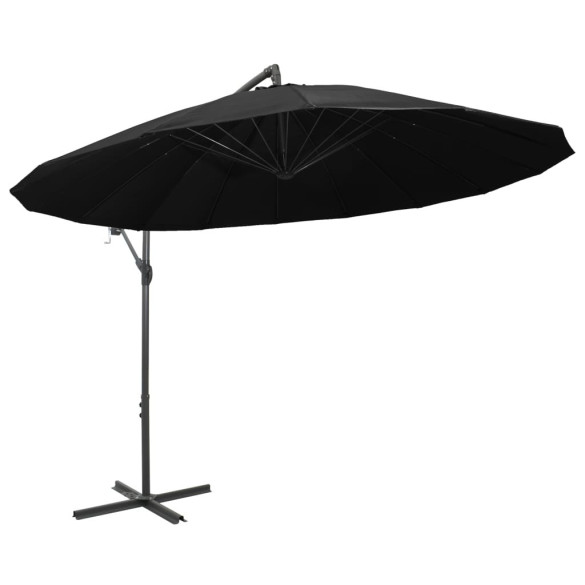 Umbrelă suspendată 3m negru aluminiu | Livrare gratuită