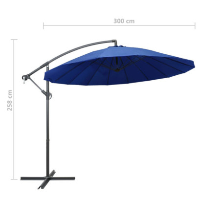 Umbrelă suspendată albastră 3m - Livrare gratuită