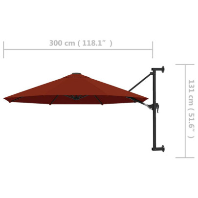 Umbrelă de soare de perete 300 cm - Cărămiziu