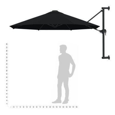 Umbrelă de perete 300 cm, negru - Protecție UV | Livrare Gratuită