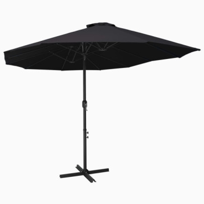 Umbrelă de soare exterior cu stâlp aluminiu - Negru 460x270 cm