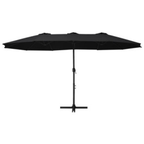 Umbrelă de soare exterior cu stâlp aluminiu - Negru 460x270 cm 2