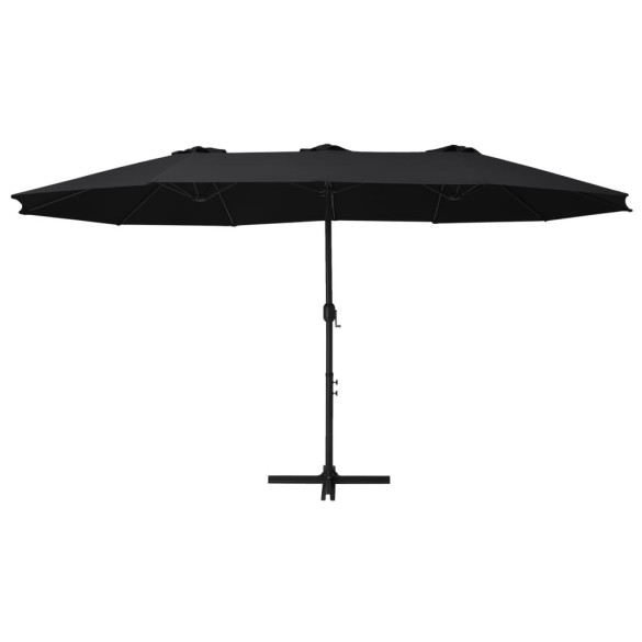 Umbrelă de soare exterior cu stâlp aluminiu - Negru 460x270 cm