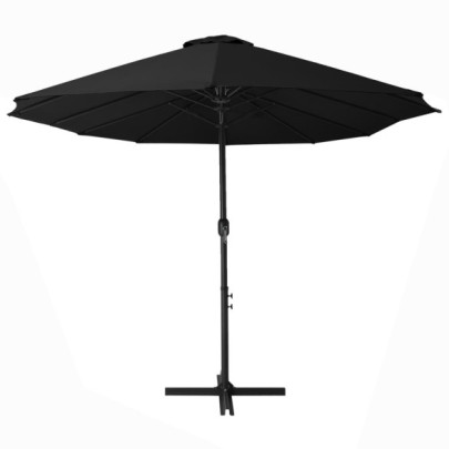 Umbrelă de soare exterior cu stâlp aluminiu - Negru 460x270 cm