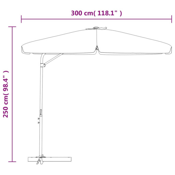 Umbrelă de soare 300 cm cu stâlp din oțel - Antracit