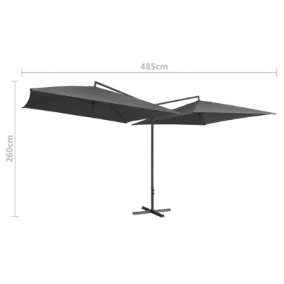 Umbrelă de soare dublă cu stâlp din oțel - 250x250 cm