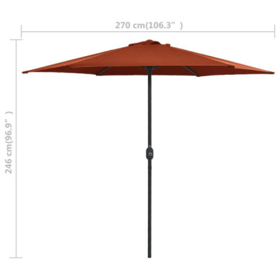 Umbrelă de soare cu stâlp aluminiu - cărămiziu 270x246 cm