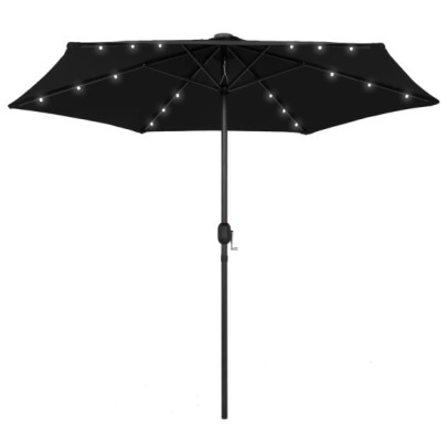 Umbrelă de soare cu LED-uri solar - Aluminiu Negru 270 cm