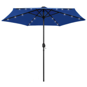 Umbrelă de soare cu LED-uri și panou solar - 270 cm azuriu