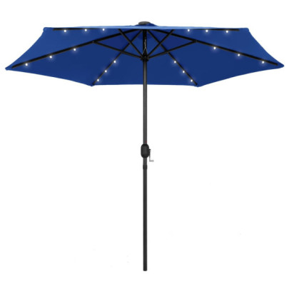 Umbrelă de soare cu LED-uri și panou solar - 270 cm azuriu