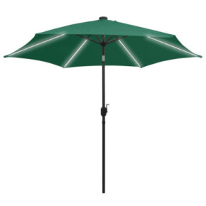 Umbrelă de soare cu LED-uri, 300 cm, aluminiu, verde 2
