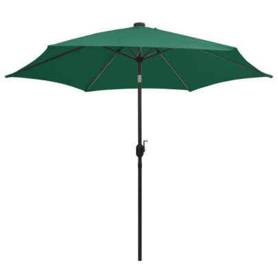 Umbrelă de soare cu LED-uri, 300 cm, aluminiu, verde