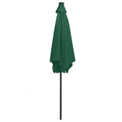 Umbrelă de soare cu LED-uri, 300 cm, aluminiu, verde