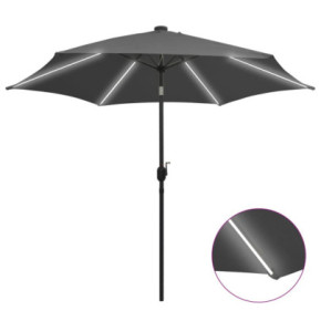 Umbrelă de soare cu LED-uri, 300 cm - Aluminiu Antracit