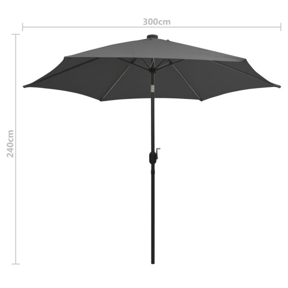 Umbrelă de soare cu LED-uri, 300 cm - Aluminiu Antracit