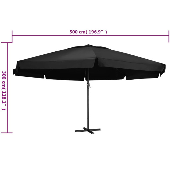 Umbrelă de grădină 5m, aluminiu, negru | Livrare gratuită