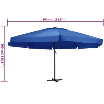 Umbrelă Soare Grădină Albastru Azur 500 cm | Livrare Gratuită