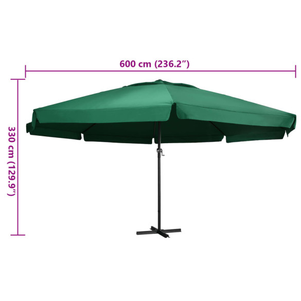 Umbrelă de soare 6m cu stâlp aluminiu | Verde