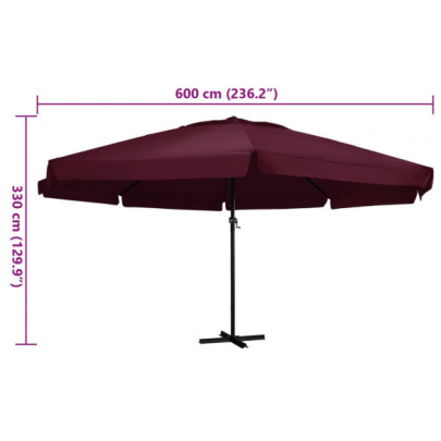 Umbrelă Soare Grădină Roșu Bordo 600cm | Livrare Gratuită