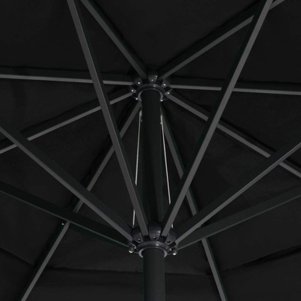 Umbrelă de grădină 6m - aluminiu negru | Livrare gratuită