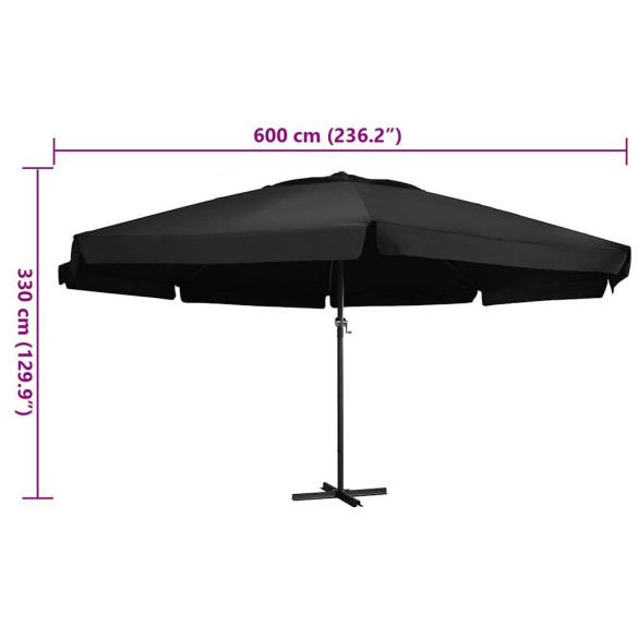 Umbrelă de grădină 6m - aluminiu negru | Livrare gratuită