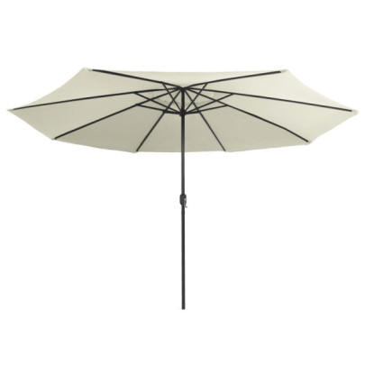 Umbrelă de Soare Grădină 390 cm Metal Alb Nisipiu