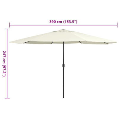 Umbrelă de Soare Grădină 390 cm Metal Alb Nisipiu
