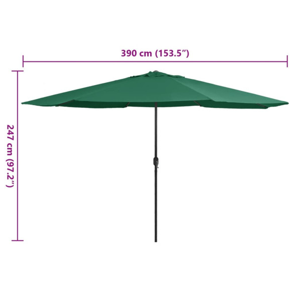 Umbrelă de grădină 390 cm verde - Protecție UV | Livrare Gratuită