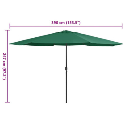 Umbrelă de grădină 390 cm verde - Protecție UV | Livrare Gratuită