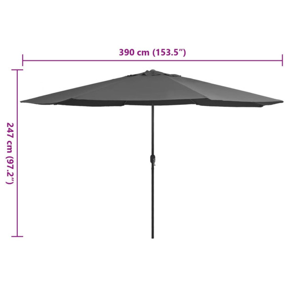 Umbrelă de Soare Grădină 390 cm - Metal Antracit | Livrare Gratuită