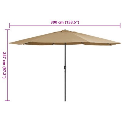 Umbrelă de Soare 390 cm cu Mecanism Manivelă | Livrare Gratuită