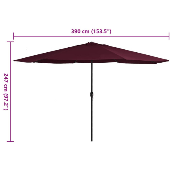 Umbrelă de grădină roșu bordo 390 cm - Livrare gratuită