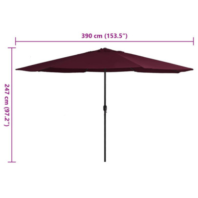 Umbrelă de grădină roșu bordo 390 cm - Livrare gratuită