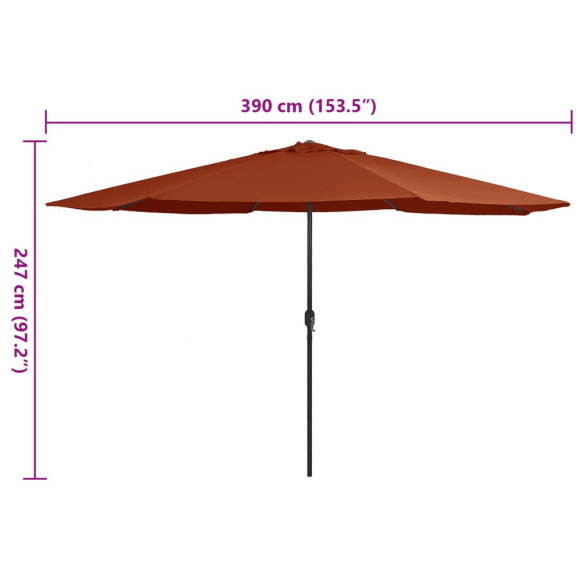 Umbrelă de grădină 390 cm, metal, cărămizie - Livrare gratuită