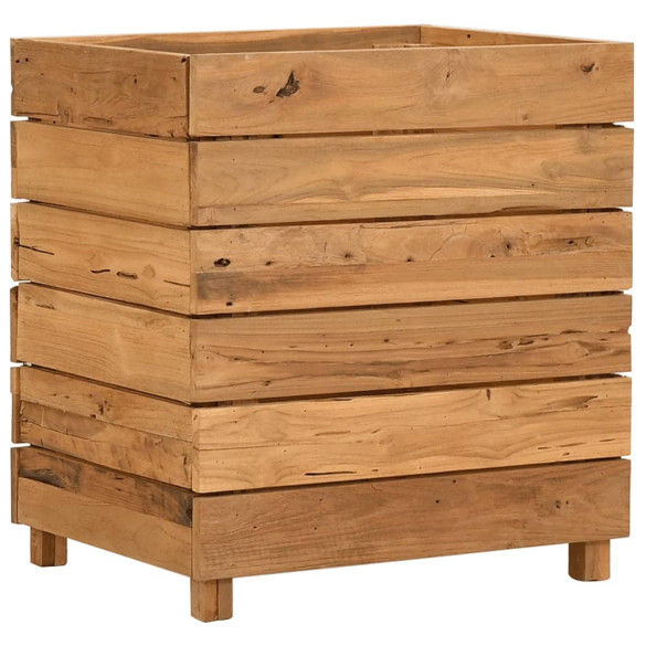 Strat Înălțat din Lemn de Tec Reciclat și Oțel | 50x40x55 cm