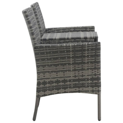 Canapea Grădină 2 Locuri cu Măsuță Ratan Antracit