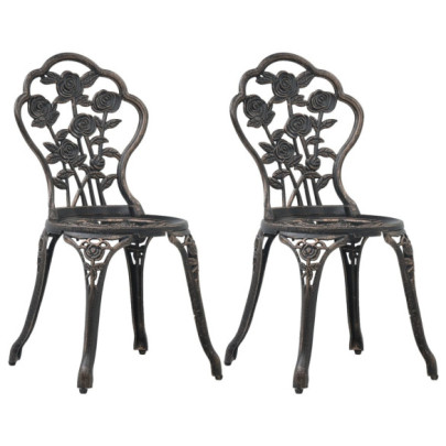Scaune de bistro - 2 buc. - bronz - aluminiu turnat