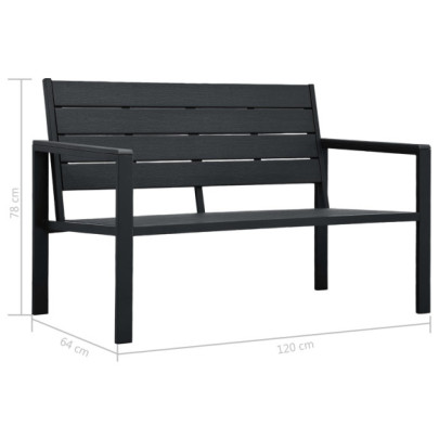 Bancă grădină HDPE negru 120 cm - Livrare gratuită