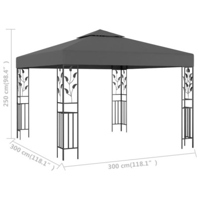 Pavilion Antracit 3x3m | Cadru Oțel | Livrare Gratuită