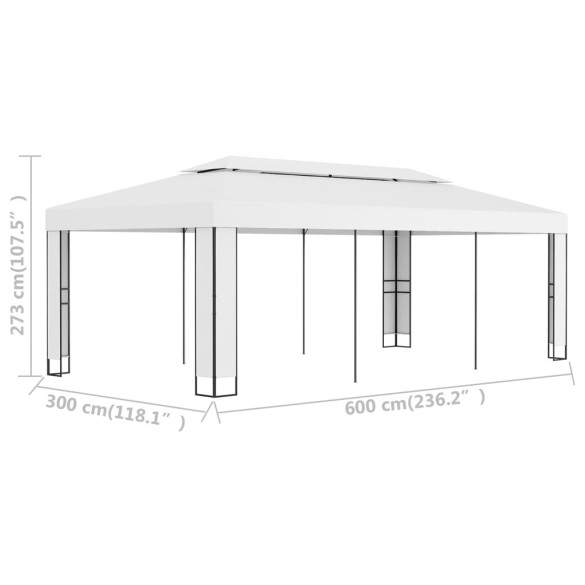 Pavilion Grădină Alb 3x6m - Acoperiș Dublu | Livrare Gratuită