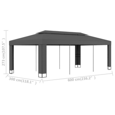 Pavilion Acoperiș Dublu Antracit 3x6m | Livrare Gratuită