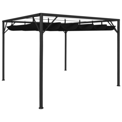 Pavilion de grădină cu acoperiș retractabil - antracit - 3 x 3 m