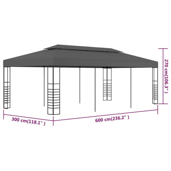 Pavilion Marchiză Antracit 3x6m | Livrare Gratuită